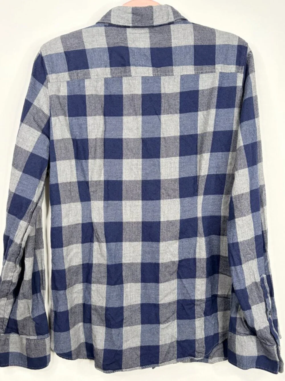 J. Crew Perfect Fit Plaid Button-Down Shirt Navy Ecru XL #A2860